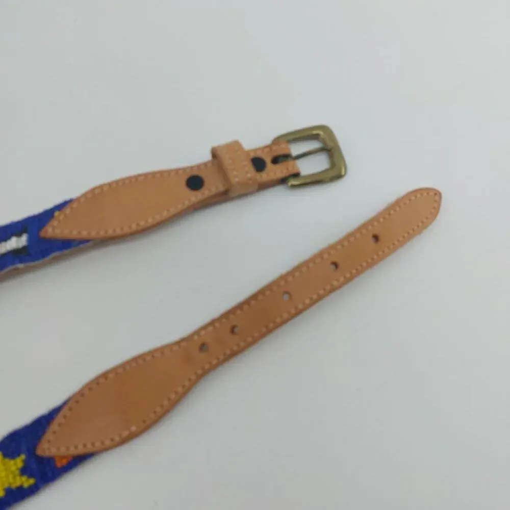 CDE Belt Size 28 Women Leather Tips Hand Beaded Star Flags